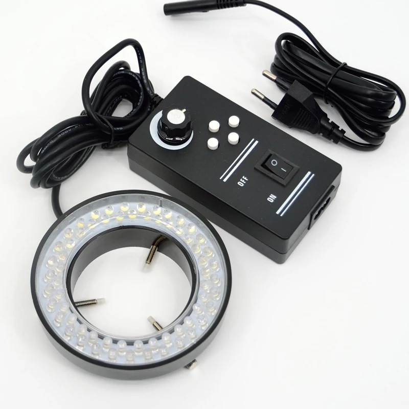 64 LED Microscope Ring Lamp 4 Zone Control Working Distance 30-160mm Industrial Microscopio Illuminator