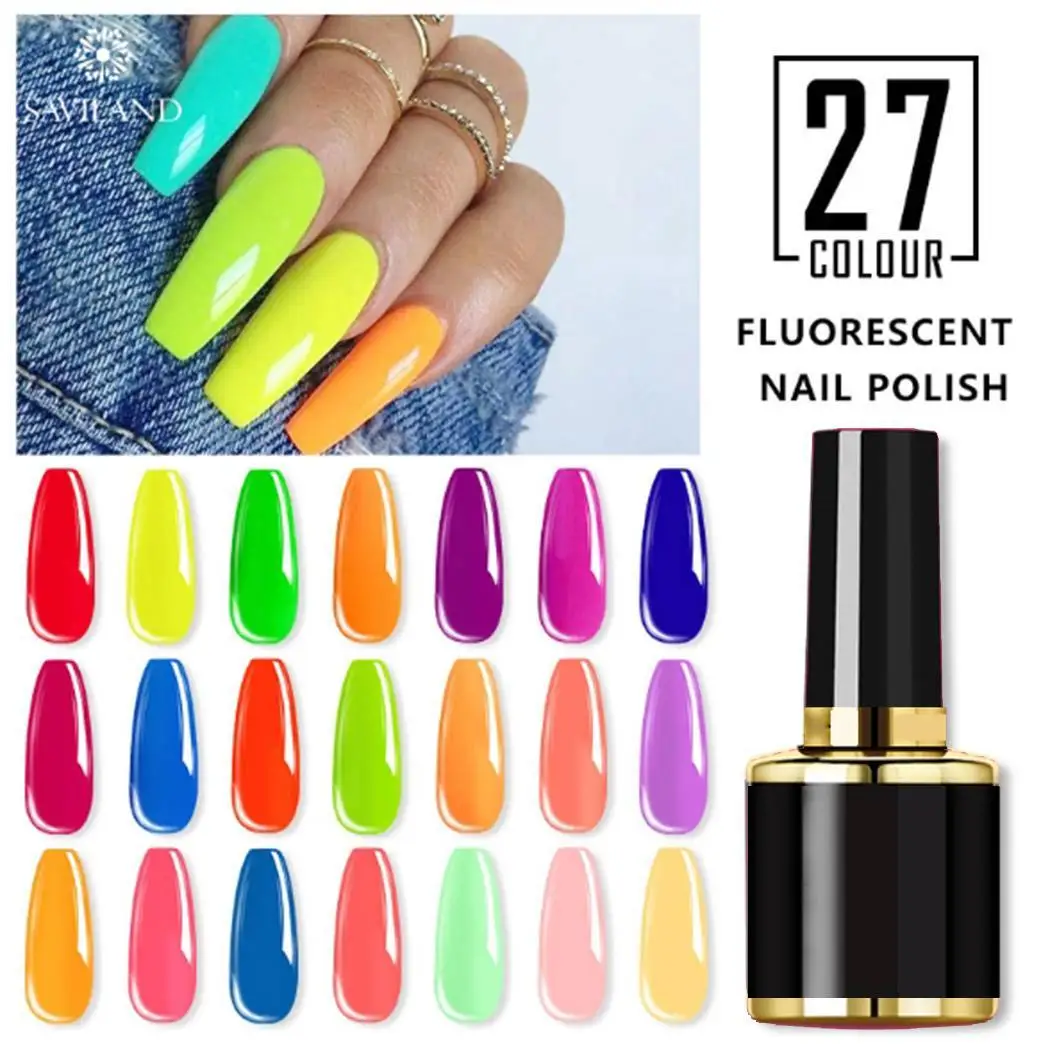 Женская мода блеск флуоресцентный ноготь лак для ногтей 10 мл водонепроницаемый