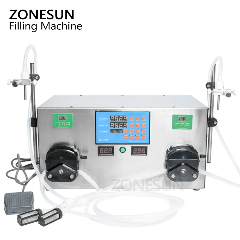 ZONESUN двойная головка перистальтический насос устройство для розлива бутылок с