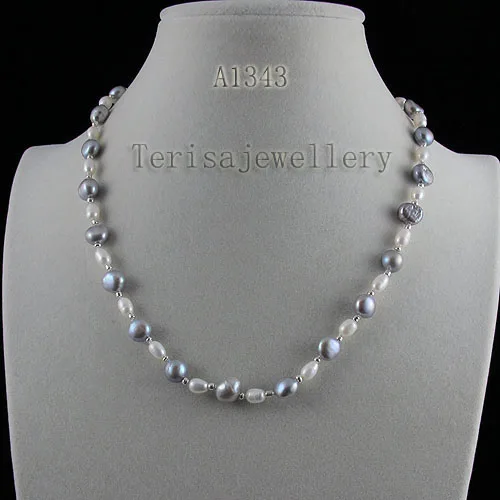 

New Style Terisa Pearl Jewelry Unique Rice Real Freshwater Pearl Genuine Baroque Necklace Magnet Clasp Nice Women Gift