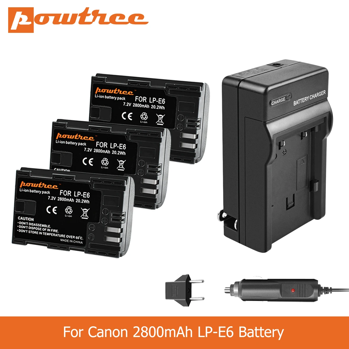 POWTREE 2800 мА/ч LP-E6 LPE6 LP E6 Камера Батарея + Зарядное устройство для Canon 5D Mark II III EOS 6D 7D 60D