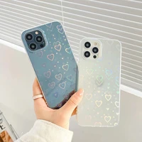 fashion gradient laser love heart pattern clear phone case for iphone 11 12 pro max x xs xr 7 8 plus se 2020 shockproof bumper