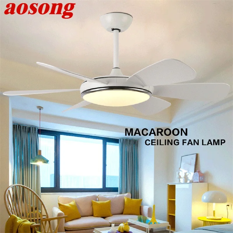 AOSONG потолочный вентилятор светодиодный светильник с пультом дистанционного