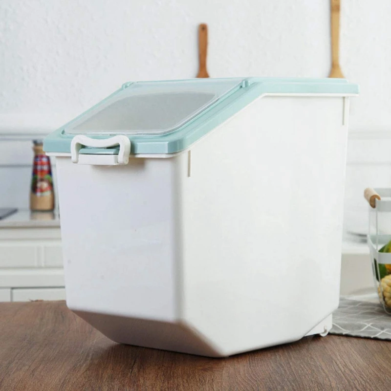 

LBER 15KG/33Lb Rice Storage Container Airtight Food Container with Sealed Cereal Grain Organizer with Wheels for Kitchen(About 8