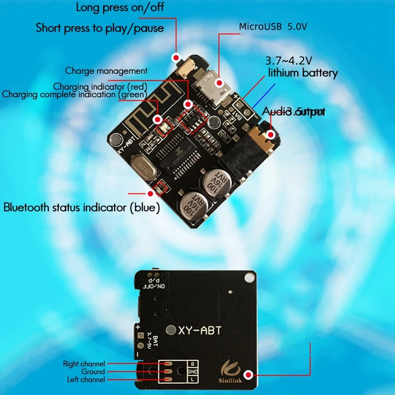 

Bluetooth 5.0 Audio Receiver Board for Sinilink WIFI Mobile Control APP Mp3 Lossless Decoder Board Wireless Music Module