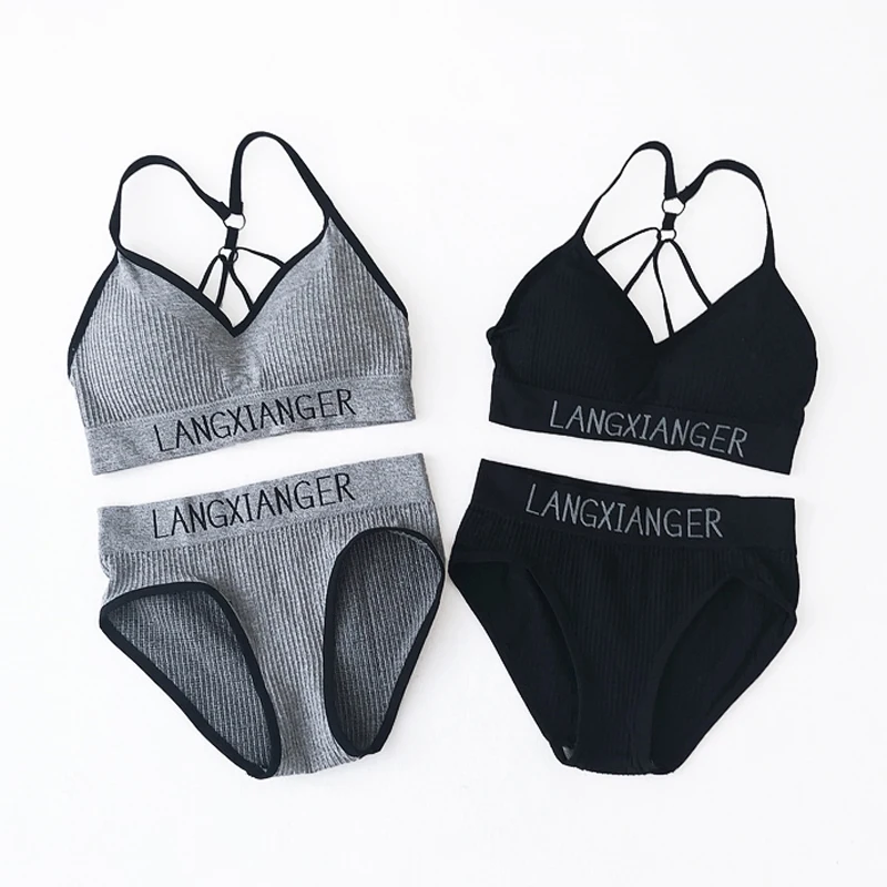 Комплект нижнего белья из хлопка женский бюстгальтер комплект трусов бесшовное