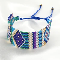 personality south american ethnic style hand woven geometric retro pattern beaded miyuki rice bead wide bracelet women