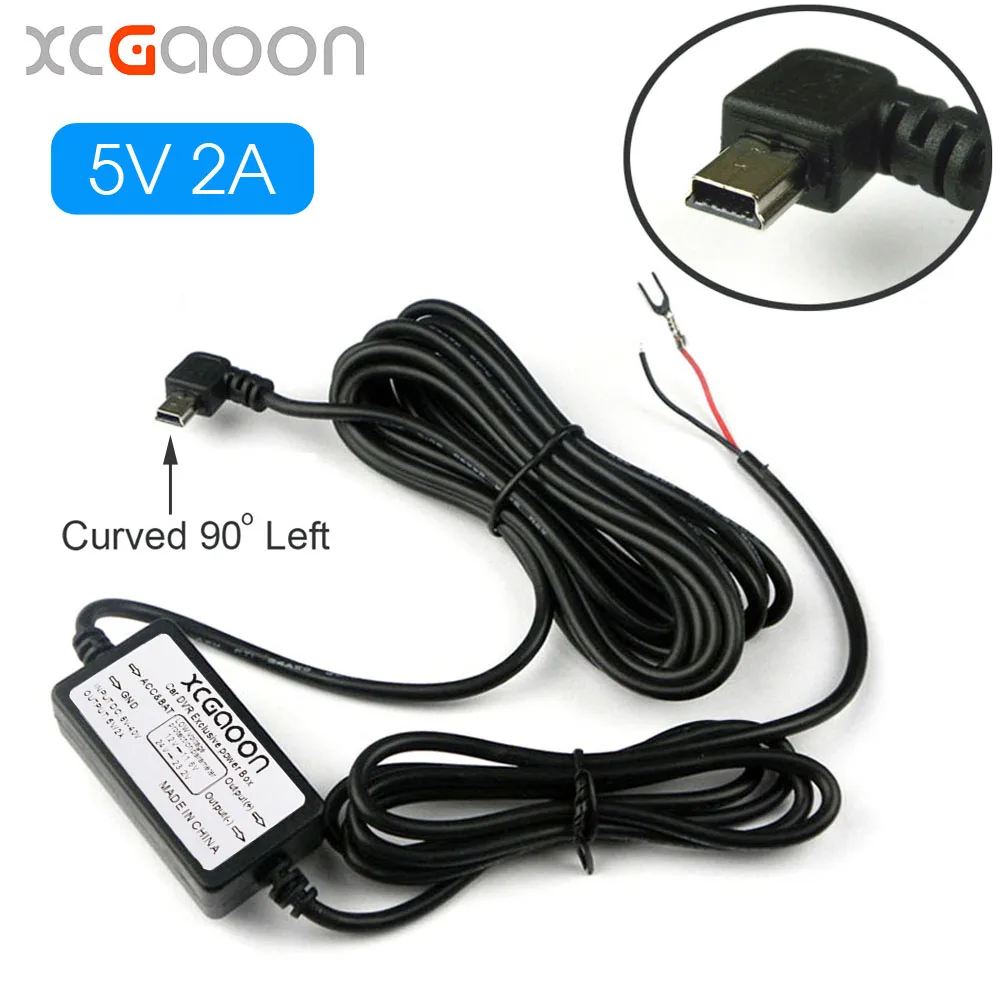 

XCGaoon 10pcs Car Charger DC Converter Module 12V 24V To 5V 2A mini USB Cable ( Curved Left ) Low Voltage Protection Length 3.1m