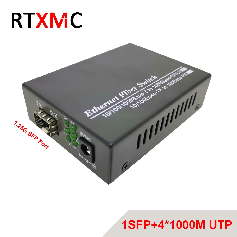 1SFP4UTP волоконный медиа RJ45 гигабитный конвертер SFP 4*10/100/1000 м Ethernet преобразователь