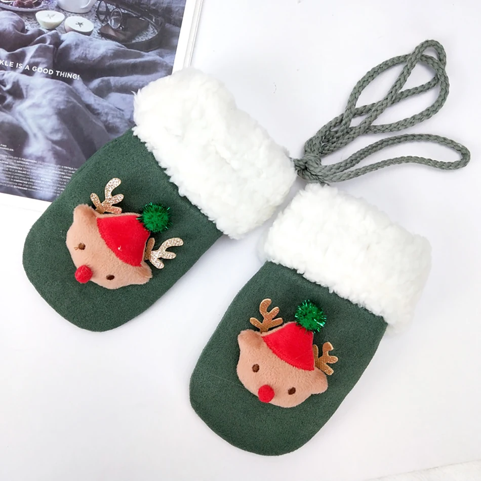 

5-15 Years Fashion Winter Warm Children's Gloves Plus Velvet Thickened Cute Cat Cartoon Outfit Girls Christmas Gifts Kids Gloves