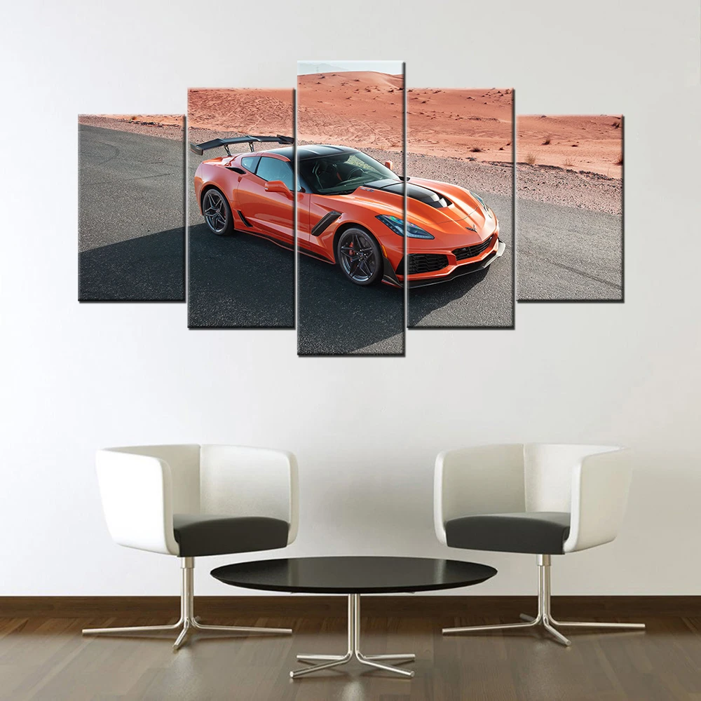 5 шт. картины на холсте с принтом Тачки Корвет ZR1 Картины HD Плакаты модульные