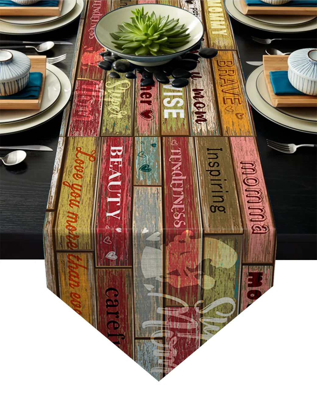 День матери Гвоздика Любовь Ретро Деревянные Настольные бегуны для свадебной