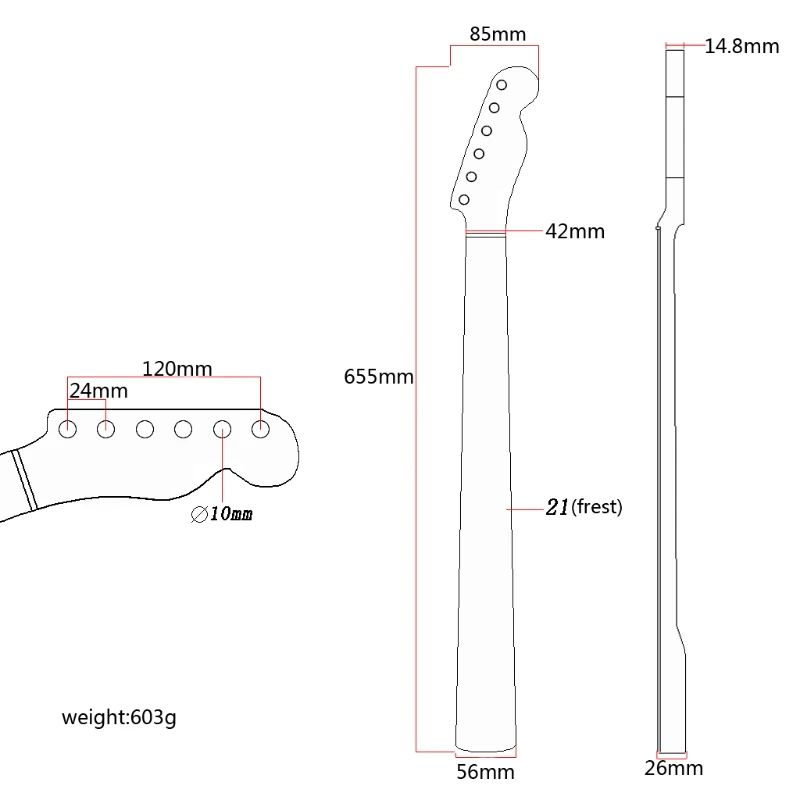 

E5BD 21 Frets Maple Wood Electric Guitar Neck Musical Instrument Accessories