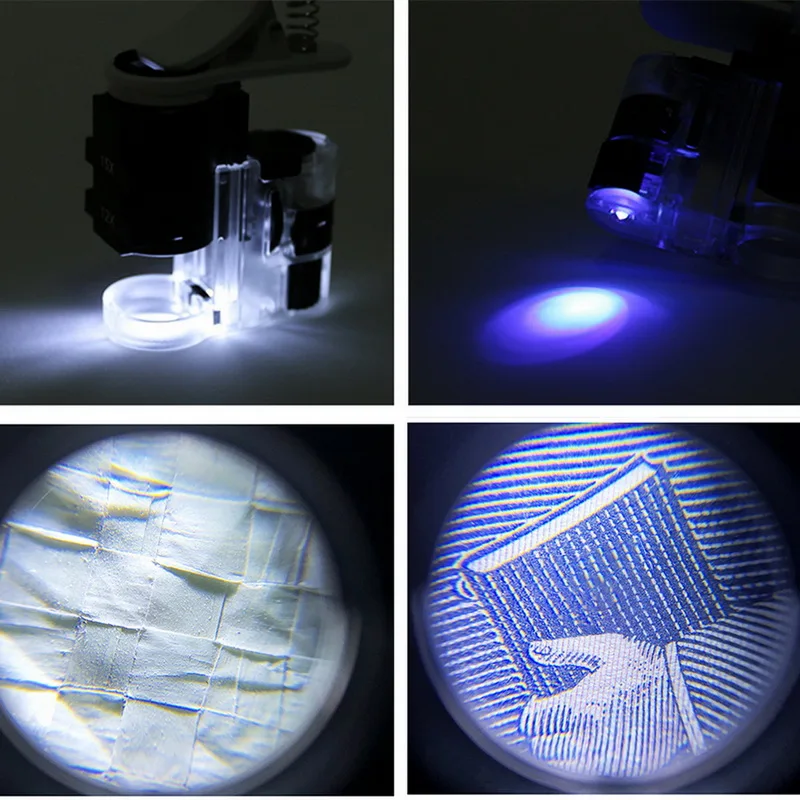 Увеличительная линза 60 100X с зажимом встроенсветодиодный светодиодной