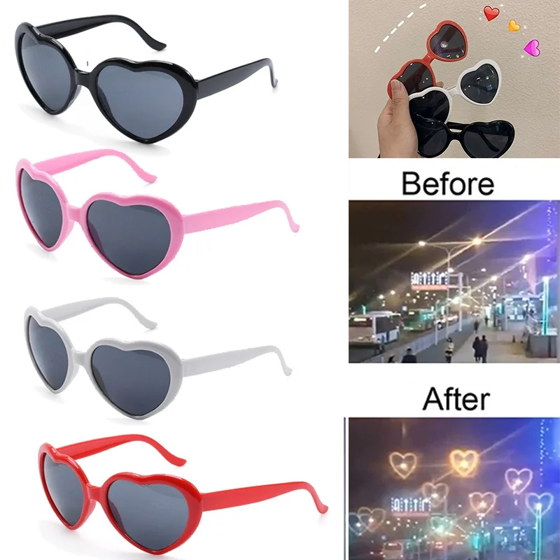 

Magic Love Heart Shaped Sunglasses Light At Night Beautiful Scene Effects Women Glasses Party Accessories Xmas Decor Anteojos
