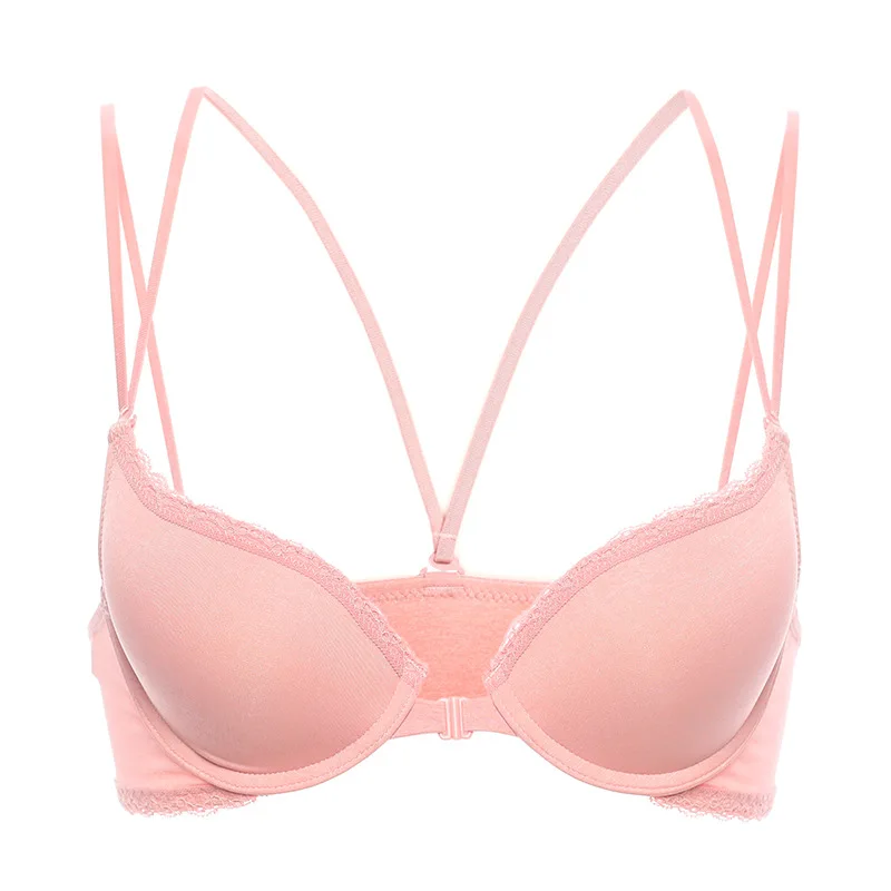 

Glossy Lace Front Buckle Bra Back Sexy Bra Underwire Small Shoulder Strap Lady's Bra