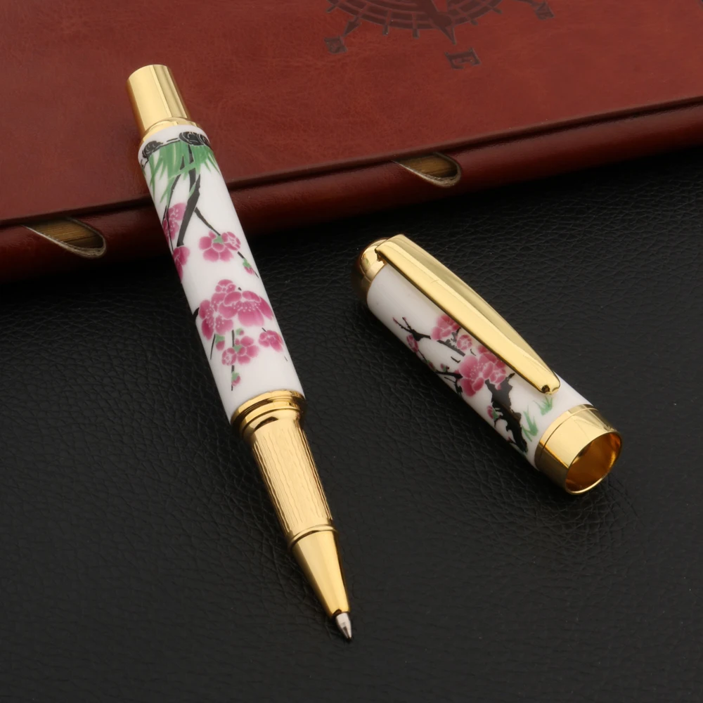 High Quality Ceramics 1995 Ball Point Pen China Painting Red Plum Blossom Rollerball Pen Student Stationery Office Supplies