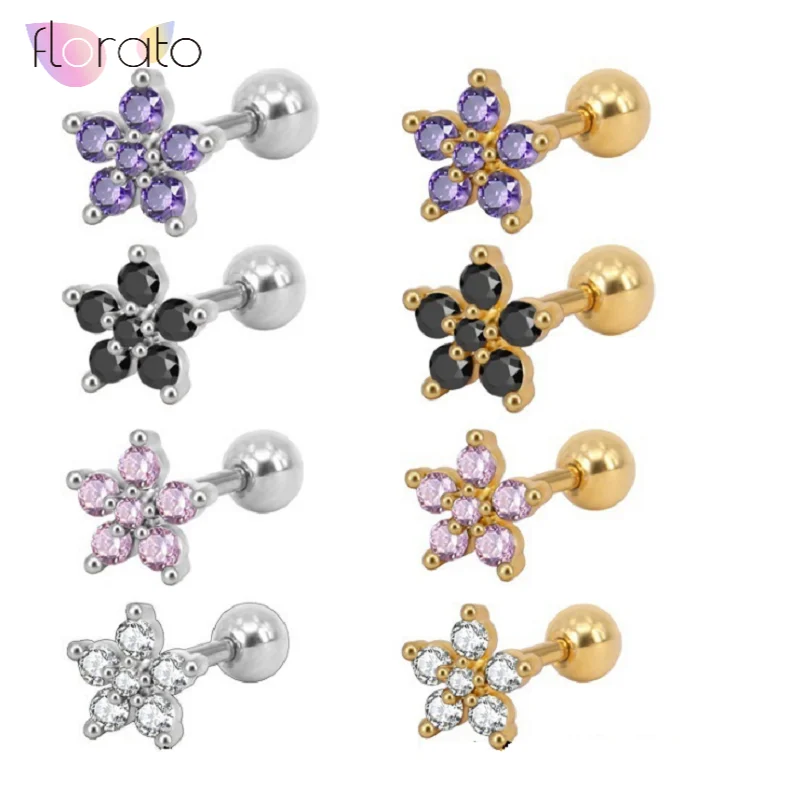 Серьга гвоздик из нержавеющей стали для пирсинга хрящевой ткани уха модное