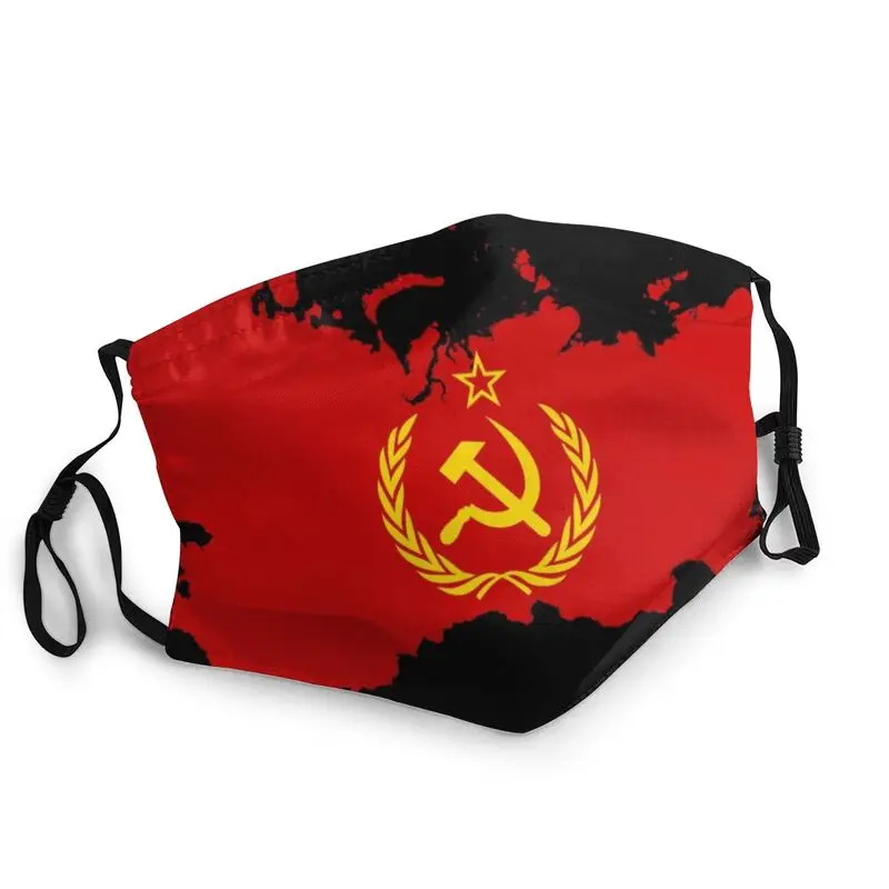

USSR Soviet Union Socialism Flag Washable Face Mask Adult Russia CCCP Anti Dust Haze Protection Cover Respirator Mouth Muffle