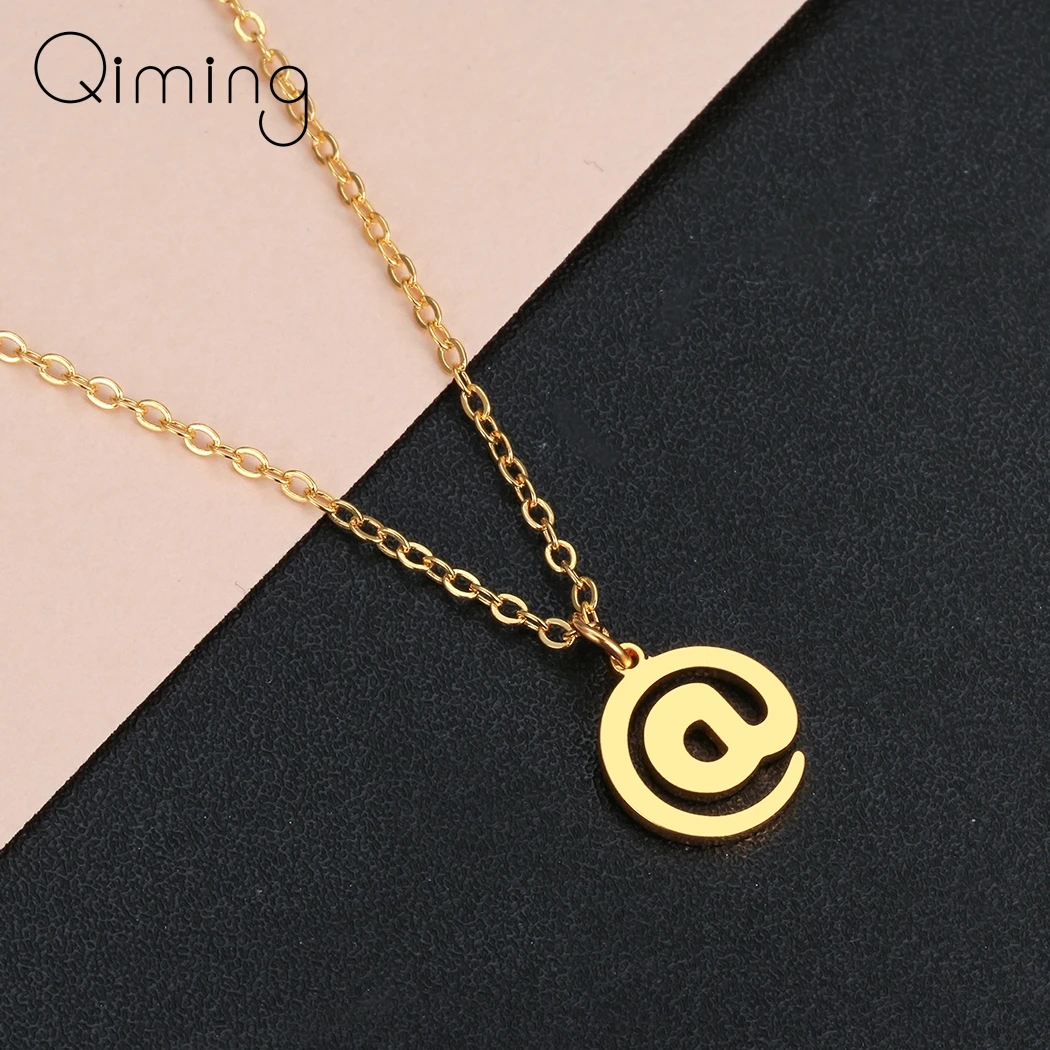 Женское и мужское ожерелье с кулоном Tiny Symbol @ из нержавеющей стали золотыми