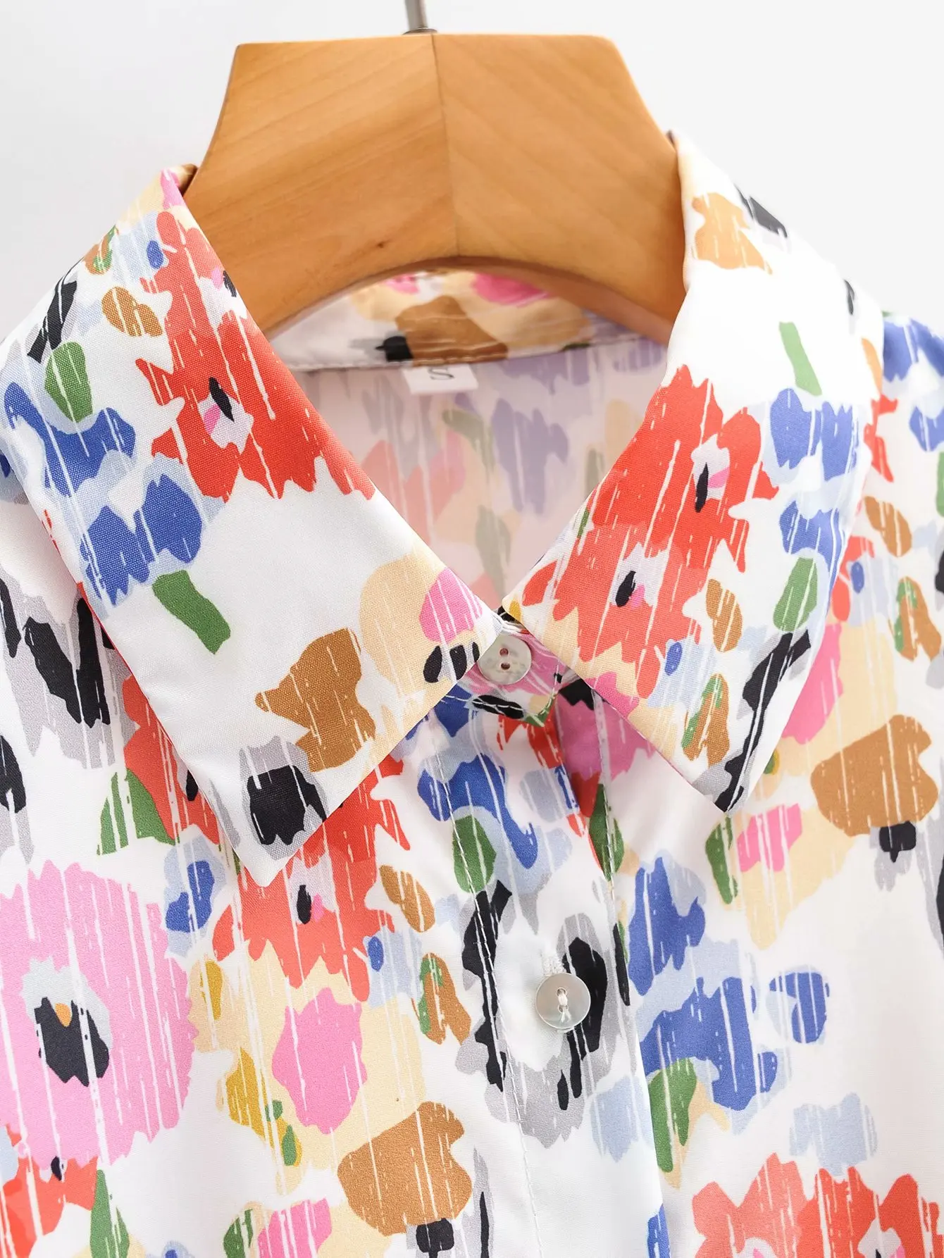 

Women Vintage Flowers Print Chiffon Shirt Puff Sleeve Spring Chic Female Casual Loose Shirt