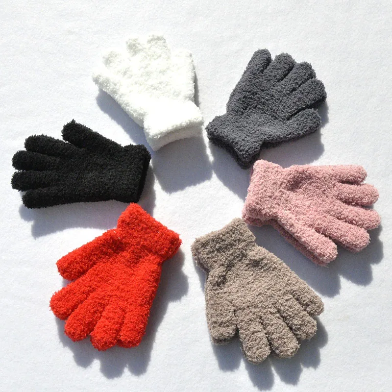 

Warmom Coral Fleece Thicken Kids Gloves Winter Keep Warm Children Baby Plush Furry Full Finger Mittens Soft Gloves For 5-11Years