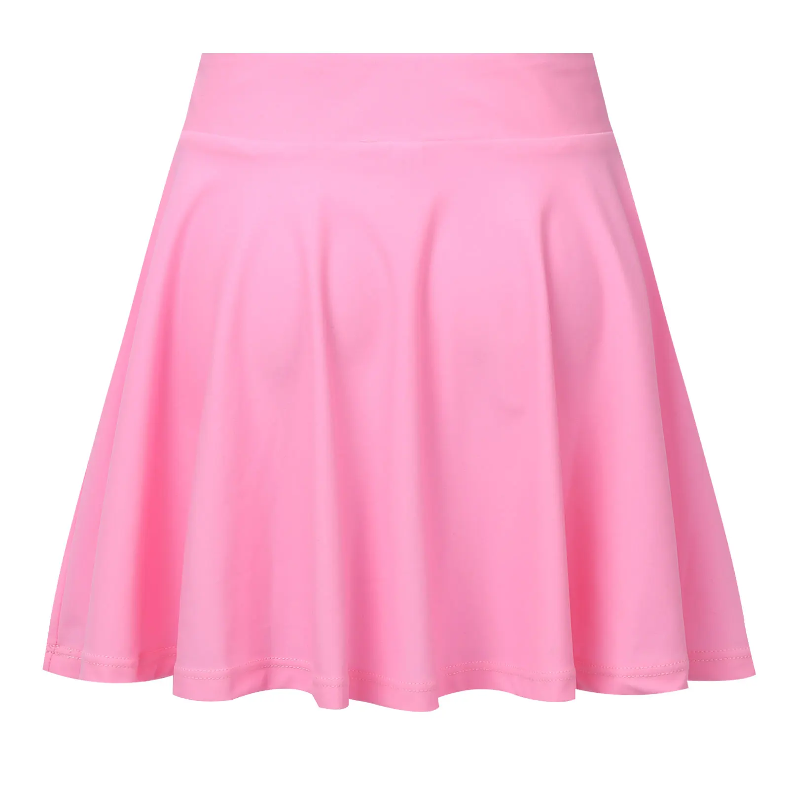 4-12Y Kids Girls Pure Color Skirt Wide Elastic Waistband A-line Ruffle Hem Above Knee Length Skirt Kids Pleated Skating Skirt