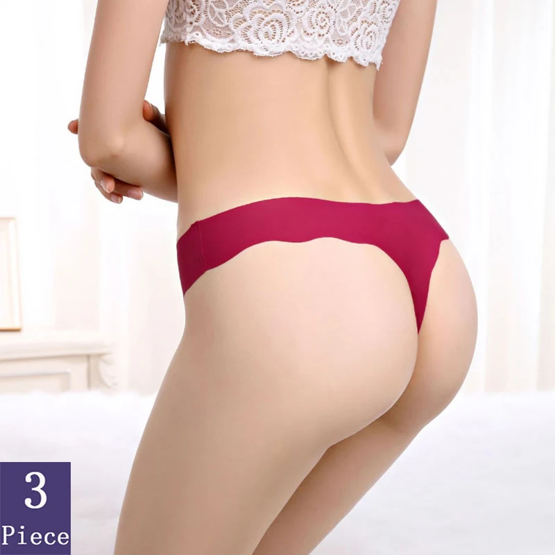 

3pcs/Lot Woman Thongs and G Strings Sexy Lingerie Ice Silk Material Silky Fashion Beautiful Pink Cute Lady Panties 2021New Style