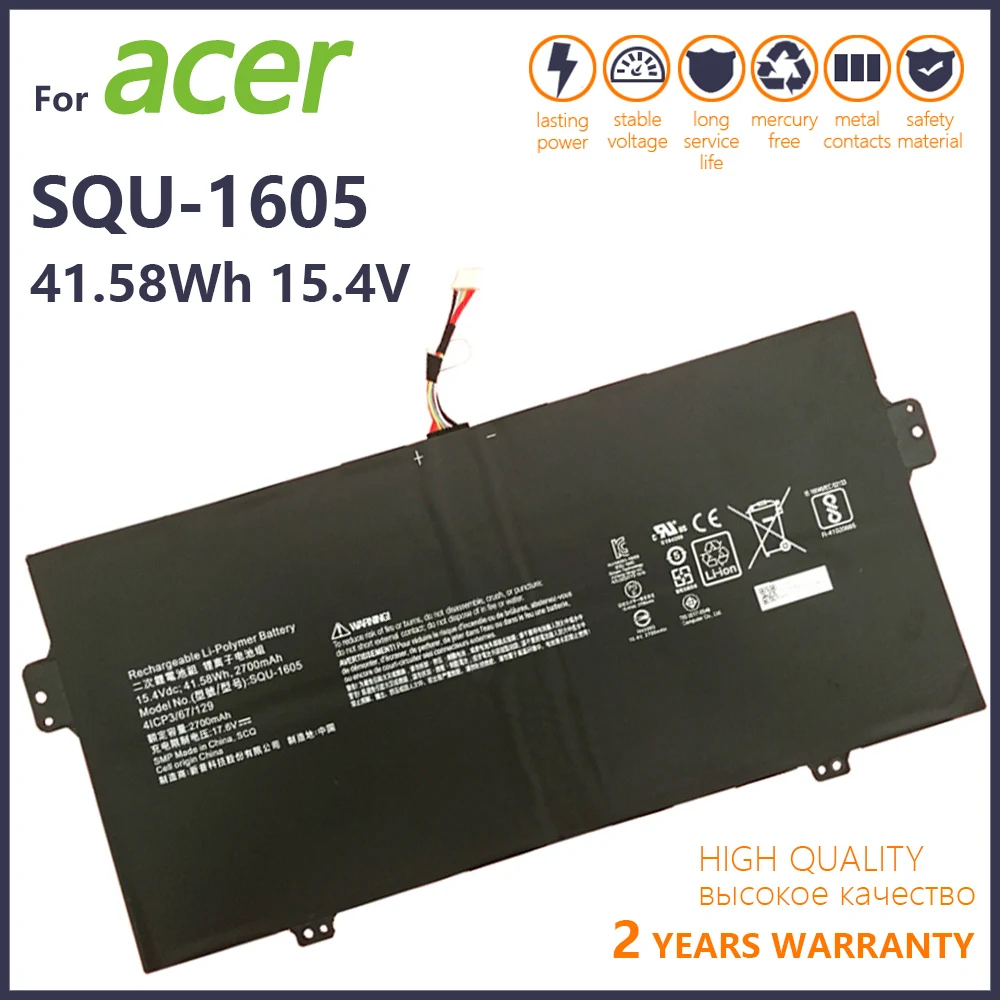 

Genuine new SQU-1605 Laptop battery For ACER Swift 7 S7-371 SF713-51 For ACER Spin 7 SP714-51 41CP3/67/129 15.4V 41.58WH