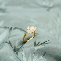 2021 new fashion sweet temperament plated white gold rabbit opening index finger ring for women birthday gift jewelry wholesale