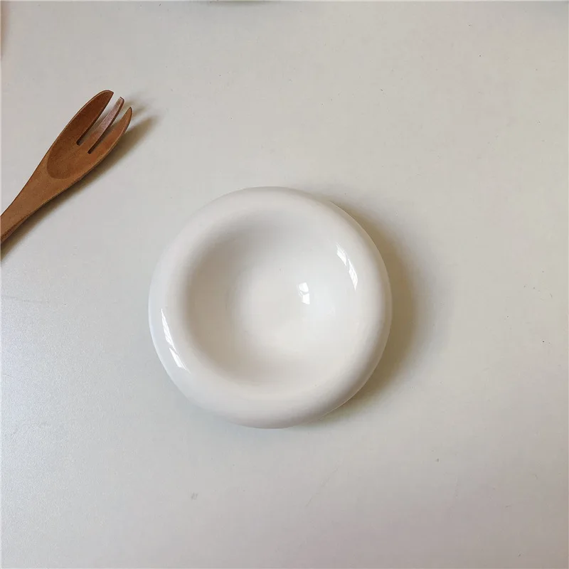 Блюдо кетчуп пухлая керамическая миска для соуса белая Поворотная тарелка