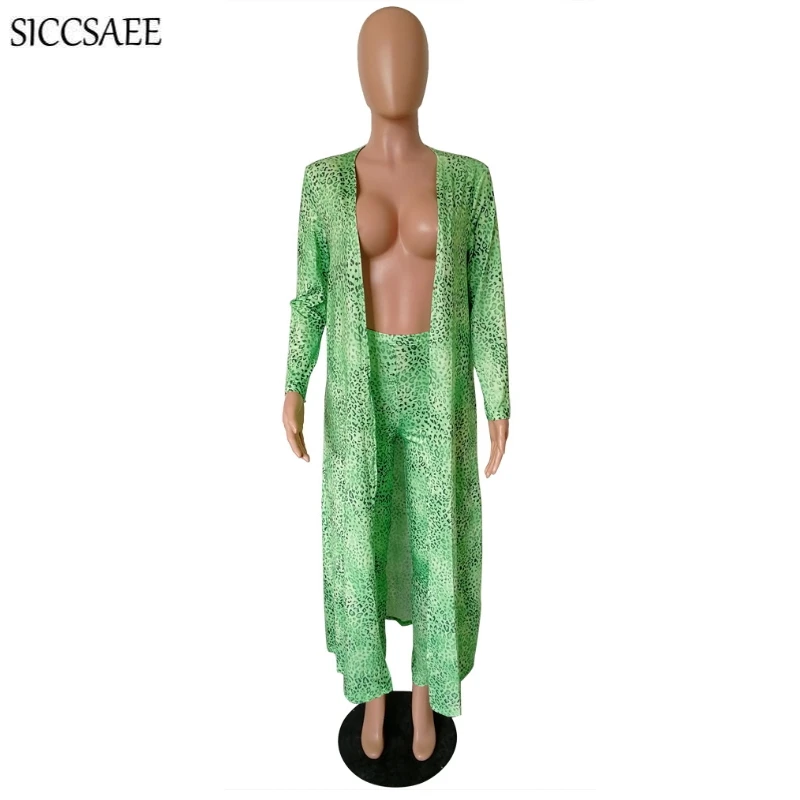 

Leopard Printed Two Piece Set Maxi Cardigan Long Pants Halloween Costumes For Women Cloak Sexy Plus Size Clothing Sets Loose