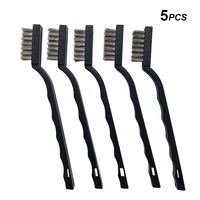 5pcs mini stainless steel wire brush set with curved handle for cleaning welding slag and rust wire bristle scratch brushes
