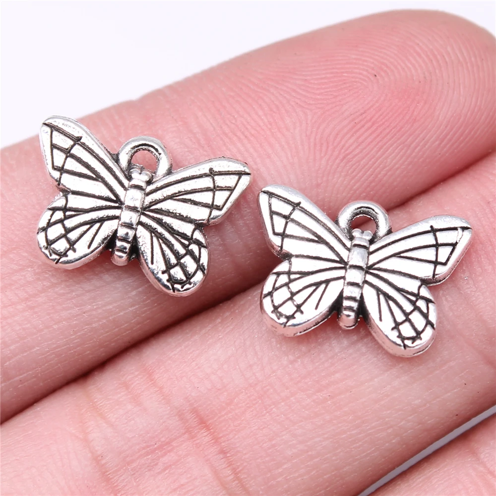 

WYSIWYG 10pcs Charms 16x11mm Double-sided Butterfly Charms For Jewelry Making DIY Jewelry Findings Alloy Charms Pendant