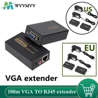 100m hd 1080p utp vga extender rj45 1x1 splitter with 3 5mm audio rj45cat5e6 ethernet cable for projector hdtv pc