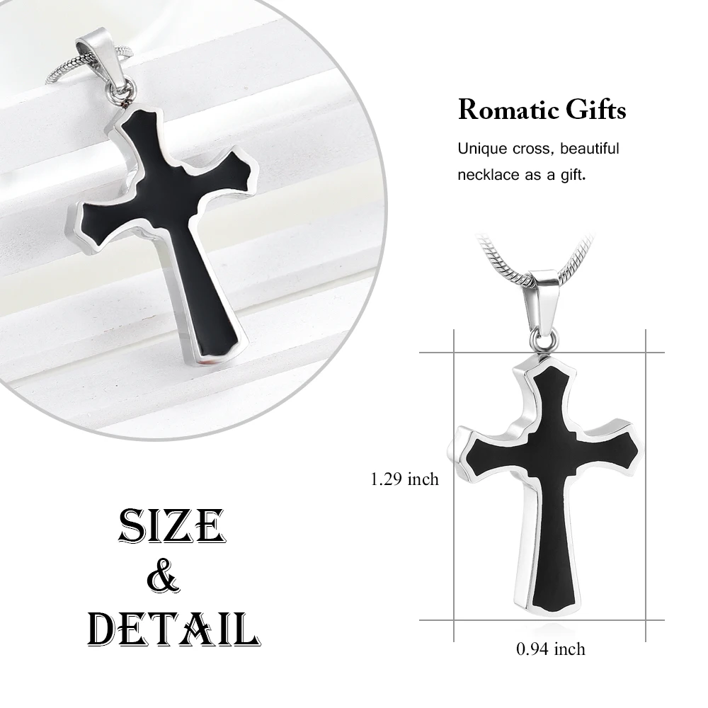 IJD8023 Classic Mens Stainless Steel Cross Urn Pendant Necklace Cremation Jewelry for Ashes Holder | Украшения и аксессуары
