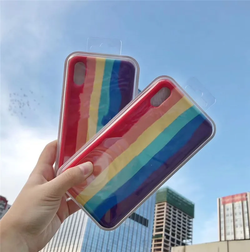 

New for Apple 12 5.4 Liquid silicone mobile phone case for iphone12proMAX full-packed rainbow inlay