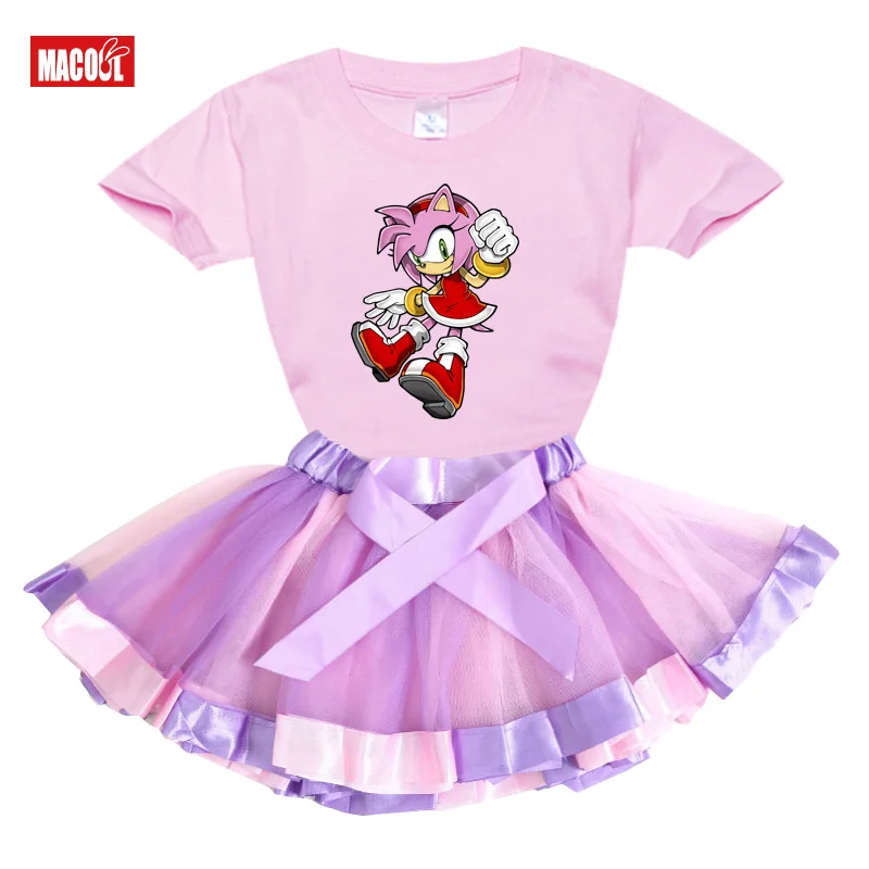 

Summer Clothes for Kids Girl T Shirt princess Costume Tutu Dress Clothing Rainbow Dress Kids T-shirt +Tutu Dress 2Pcs Toddler