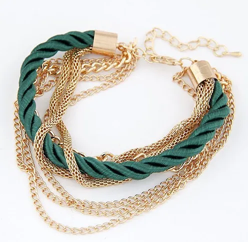 

Bohemian Temperament Woven Gold Color Chain Braided Rope Multilayer Bracelet Women Jewelry Accessories