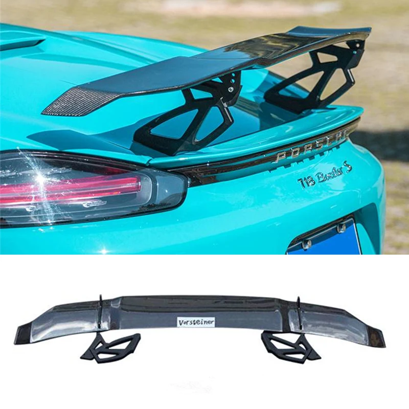 Спойлер из углеродного волокна для Porsche 911 718 Boxster Cayman 2016 2020 хвостовой плавник