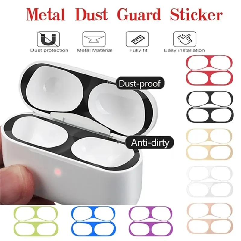 

Metal Dust Guard Sticker Case for Apple Airpods Pro Earphone Cover for Airpods 2 1 Air Pods 3 Headphone Charging Box Accessories