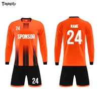 soccer jeyseys kits maillot football uniform long sleeve orange sports tracksuit for men or boy team shirt custom set