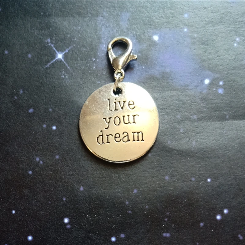 

1X античный серебряный цвет, Очаровательные Подвески, Вдохновляющие Подвески на зажиме, Очаровательные Подвески с гравировкой на молнии