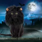 Парик Лев грива, костюм для домашнего питомца, забавный, для Хэллоуина, для кошек и щенков, с вырезами, для косплея, наряд для шерсти, черный парик, для собак и кошек