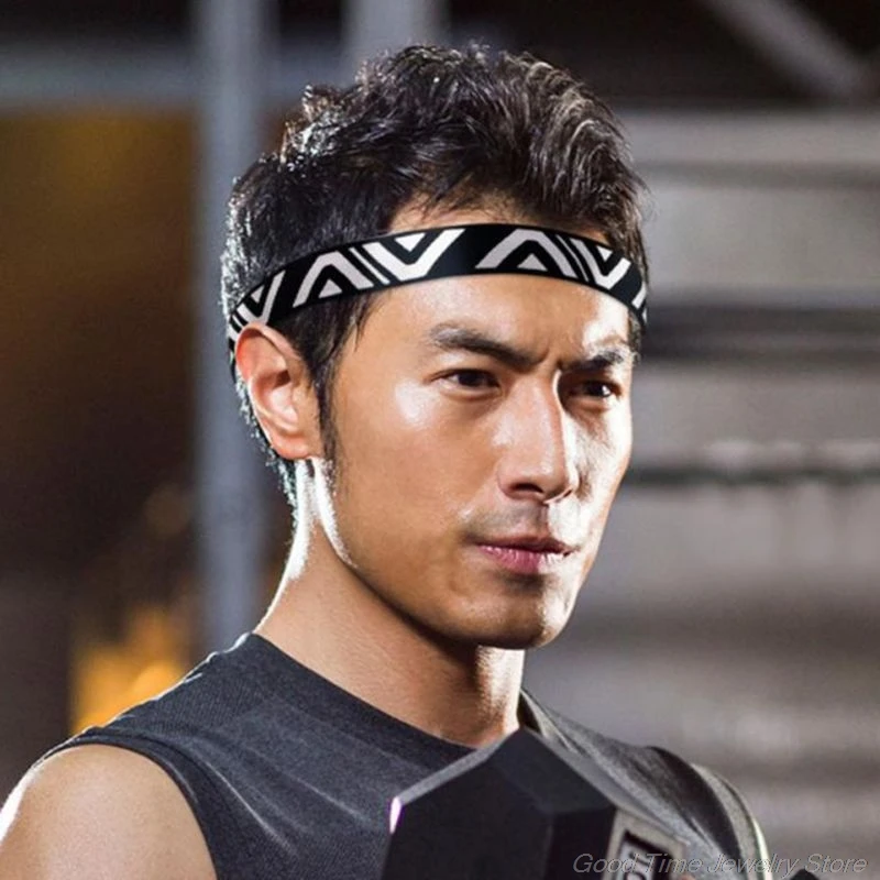 

Unisex Sports Workout Running Headband Triangle Striped Print Basketball Sweatband Fitness Non-Slip Silicone Hair Band M19 21
