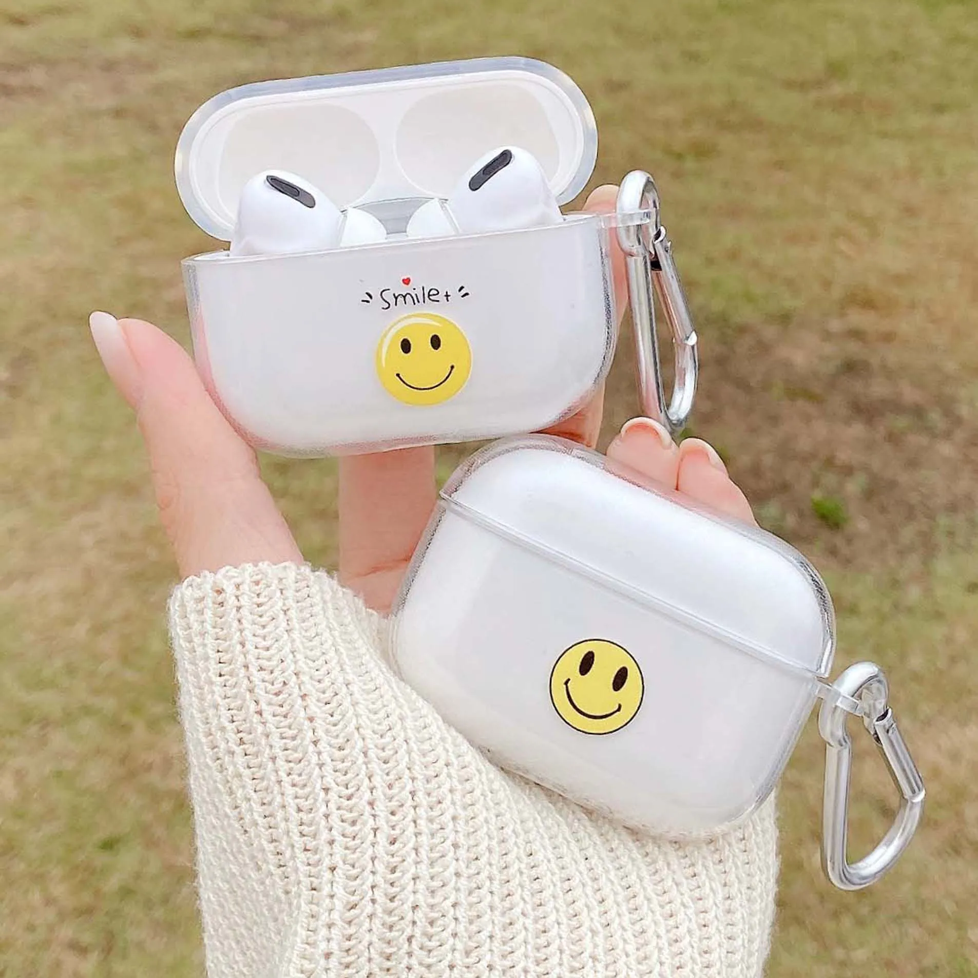 

Cute smiley soft silicone earphone case for airpod pro 3 shell for apple air pods 2/1 capa cover wireless bluetooth charging box