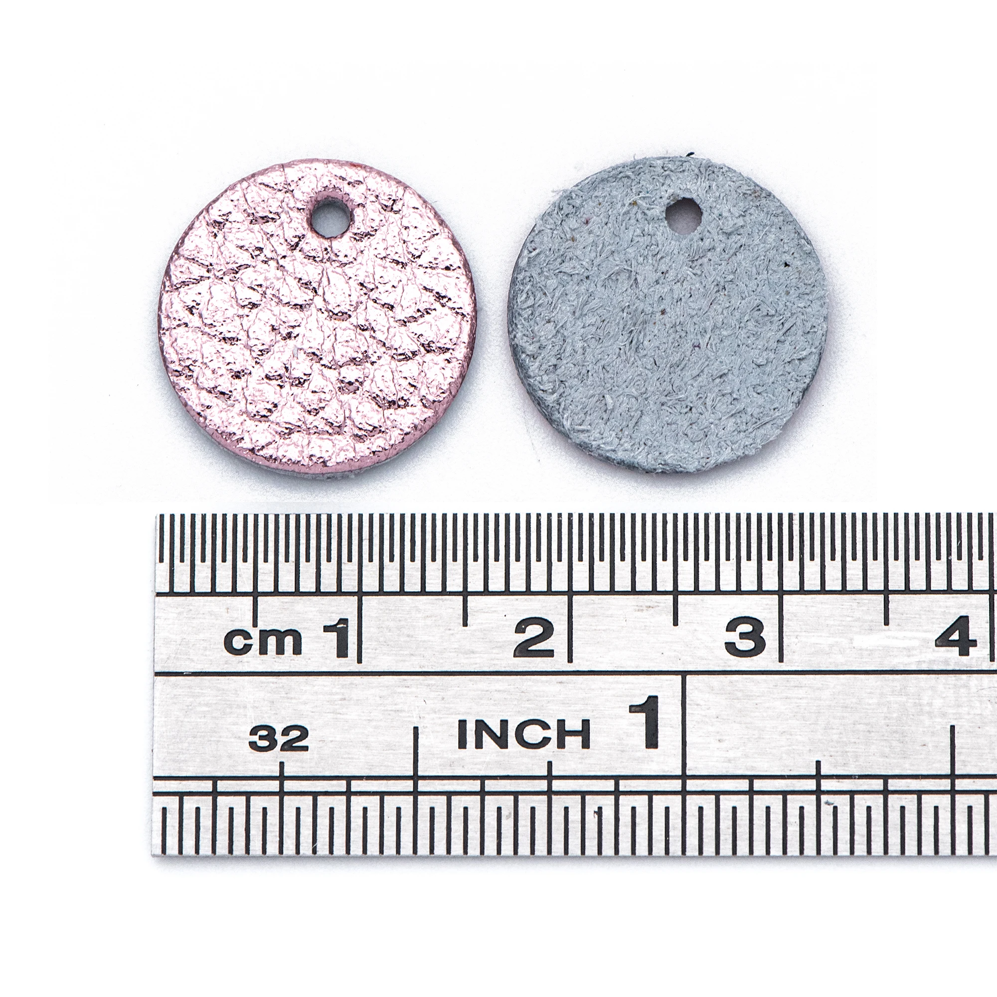 

10pcs Genuine Leather Round Charms 15mm, Flat Coin Disc Geometric Pendants, DIY Components for Earrings, Metallic Pink(FB-062-7)