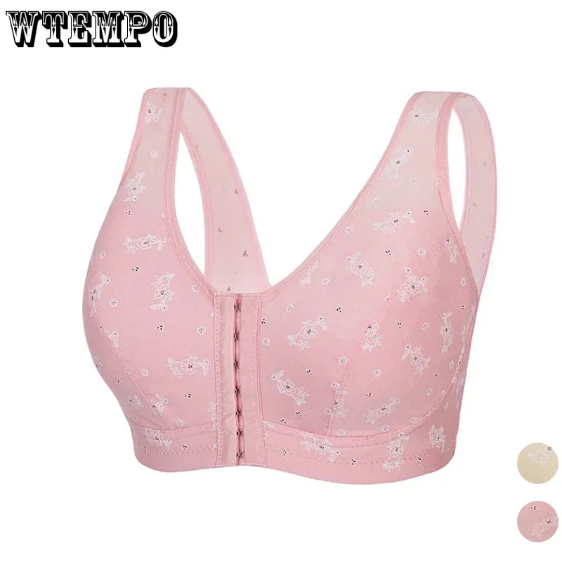 

Women Cotton Bras Front Closure Push Up Bra Wide Strap Wireless Bralette Underwear Breathable Comfortable Bra Plus Size Bras