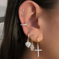crmya cross love heart lucky hamsa hand earring zircon silver gold filled dangle drop earrings for women fashion jewelry