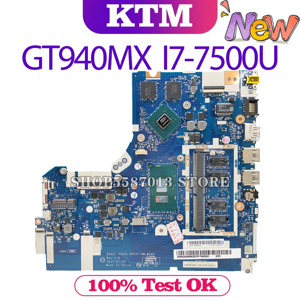 

NM-B242 Laptop motherboard for Lenovo Ideapad 320-15ISK 320-15ISKB original mainboard 4GB-RAM I7-7500U GT940MX